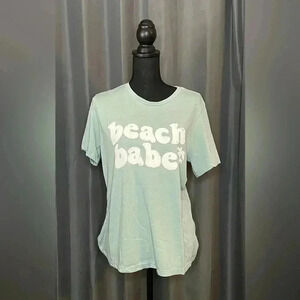 Space46 Beach Babe Graphic Tee, Mint Green, NWOT , Size M